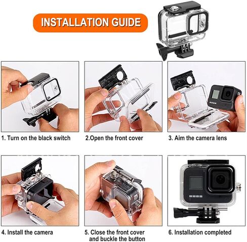 BO&DQQ Protective Waterproof Case Compatible for Go Pro Hero 13 12 11 10 9 Black, 60M/196FT Underwater Diving Housing Shell Accessories Kit in Kuwait