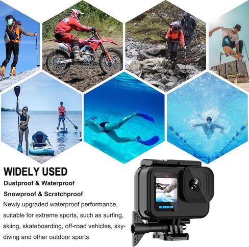 BO&DQQ Protective Waterproof Case Compatible for Go Pro Hero 13 12 11 10 9 Black, 60M/196FT Underwater Diving Housing Shell Accessories Kit in Kuwait