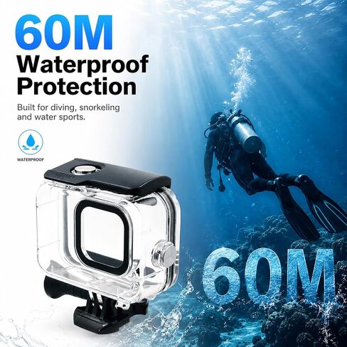 JINGCHEN Waterproof Case for GoPro Hero 13/12/11/10/9 Camera Dive Housing | 60M/196FT Protective Underwater Camera Housing Gopro Accessories for underwater photography & snow outdoor adventures in Kuwait