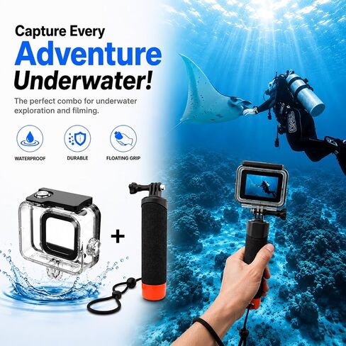 JINGCHEN Waterproof Case for GoPro Hero 13/12/11/10/9 Camera Dive Housing | 60M/196FT Protective Underwater Camera Housing Gopro Accessories for underwater photography & snow outdoor adventures in Kuwait