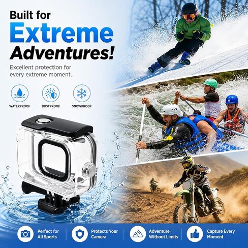 JINGCHEN Waterproof Case for GoPro Hero 13/12/11/10/9 Camera Dive Housing | 60M/196FT Protective Underwater Camera Housing Gopro Accessories for underwater photography & snow outdoor adventures in Kuwait