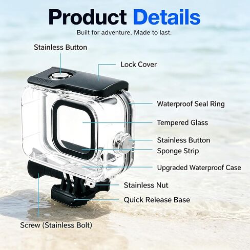 JINGCHEN Waterproof Case for GoPro Hero 13/12/11/10/9 Camera Dive Housing | 60M/196FT Protective Underwater Camera Housing Gopro Accessories for underwater photography & snow outdoor adventures in Kuwait
