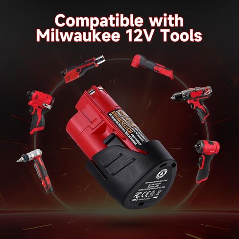 2 Pack M12 4.0Ah Replacement Battery for Milwaukee 12V Cordless Tools | Compatible with Milwaukee M12 48-11-2401 48-11-2402 48-11-2411 48-11-2420 in Saudi Arabia