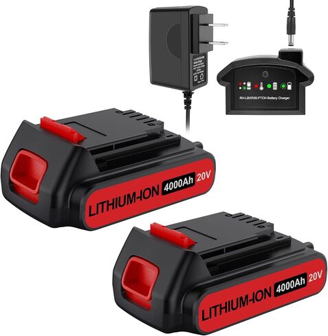 Bonacell 2Pack 20V 8000mAh Replacement for Black and Decker 20V Lithium Battery Compatible with Black and Decker 20 Volt Battery LBXR20 LBX20 LB20 LB2X4020-OPE LBXR20B-2 LST300 LST220 Cordless Tools in Saudi Arabia