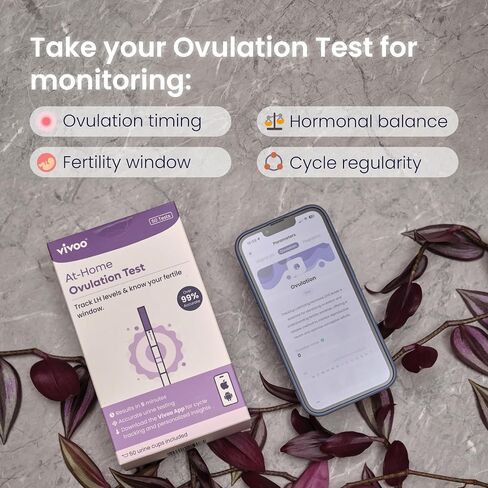 Cycle Duo Bundle – Ovulation Test (50 Strips) & Fertility Test (10 Tests) with Free Vivoo App – Cycle & Ovarian Reserve Tracking in Kuwait