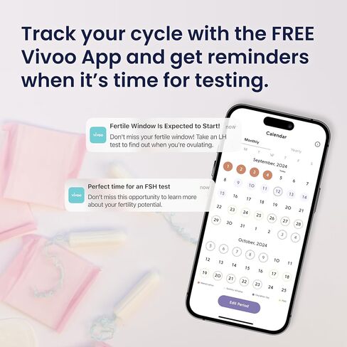 Cycle Duo Bundle – Ovulation Test (50 Strips) & Fertility Test (10 Tests) with Free Vivoo App – Cycle & Ovarian Reserve Tracking in Kuwait