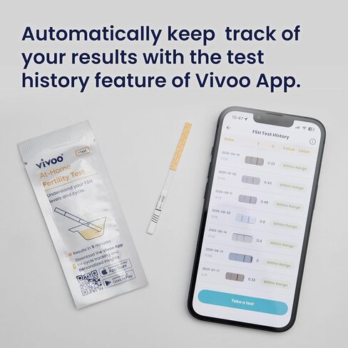 Cycle Duo Bundle – Ovulation Test (50 Strips) & Fertility Test (10 Tests) with Free Vivoo App – Cycle & Ovarian Reserve Tracking in Kuwait
