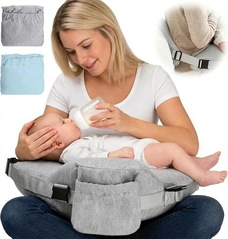 Nursing Pillow for Breastfeeding, 2 Removable Cotton Cover, Memory Foam | Adjustable Waist Strap for All Body Types, Large Feeding Pillows, Removable Support Backrest, Easier Breastfeeding in Kuwait