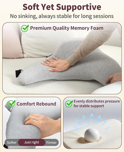 Nursing Pillow for Breastfeeding, 2 Removable Cotton Cover, Memory Foam | Adjustable Waist Strap for All Body Types, Large Feeding Pillows, Removable Support Backrest, Easier Breastfeeding in Kuwait