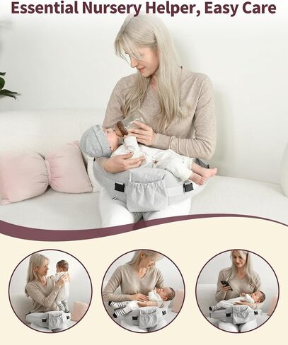 Nursing Pillow for Breastfeeding, 2 Removable Cotton Cover, Memory Foam | Adjustable Waist Strap for All Body Types, Large Feeding Pillows, Removable Support Backrest, Easier Breastfeeding in Kuwait