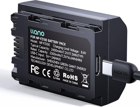llano 2400mAh NP-FZ100 Battery with USB-C Fast Charging for Sony A7III A7IV A6700 FX3 FX30 A9 A7C A7CII A7RV A7RIII ZV-E1 ZV-E10II - Fully decoded,Real Capacity,Replacement Z Batteries (1 Pack) | for Sony A7III A7IV A6700 FX3 FX30 A9 A7C A7CII A7RV A7RIII in Kuwait