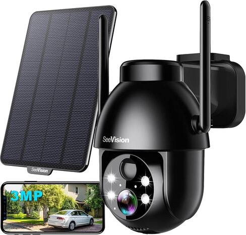 SeeVision 4G LTE Cellular Security Camera, No WiFi with Built in SIM Card, Solar Security Cameras Wireless Outdoor Featuring 3MP 2K HD, PIR Motion Detection, Color Night Vision, 2-Way Talk in Kuwait