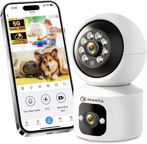 4MP Security Camera Indoor for Pet/Dog/Baby with Phone App | Free Cloud Storage,2.4/5GHz WiFi, 360 PTZ, 2-Way Audio, Color Night Vision, AI Motion Detection,Compatible with Alexa in Kuwait
