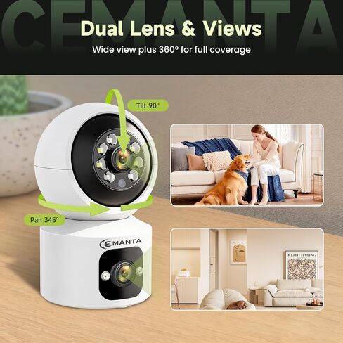 4MP Security Camera Indoor for Pet/Dog/Baby with Phone App | Free Cloud Storage,2.4/5GHz WiFi, 360 PTZ, 2-Way Audio, Color Night Vision, AI Motion Detection,Compatible with Alexa in Kuwait