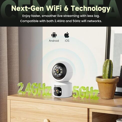 4MP Security Camera Indoor for Pet/Dog/Baby with Phone App | Free Cloud Storage,2.4/5GHz WiFi, 360 PTZ, 2-Way Audio, Color Night Vision, AI Motion Detection,Compatible with Alexa in Kuwait
