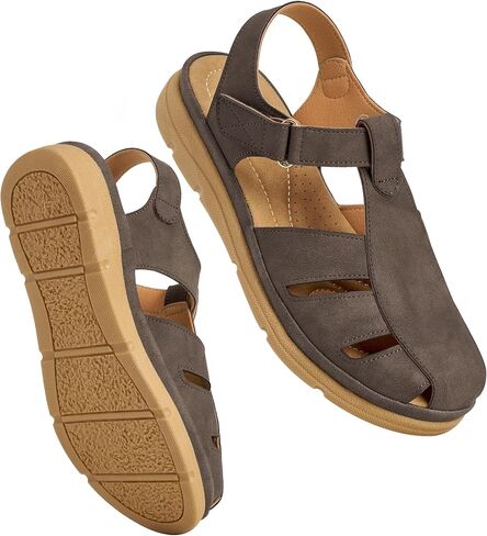 FUDYNMALC Sandals for Women Closed Toe: 2026 Comfortable Dressy Summer Shoes Memory Foam Fisherman Flats for Casual Vacation in Kuwait