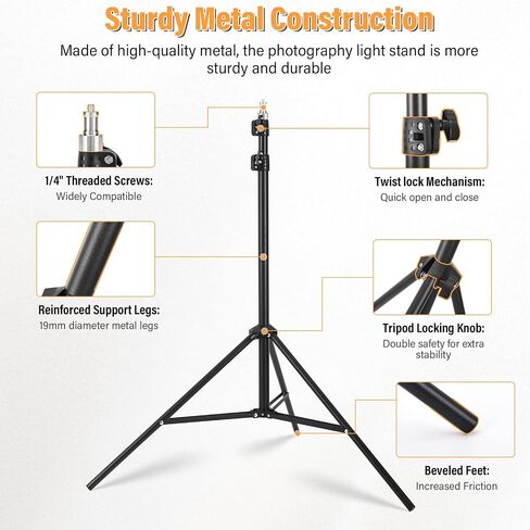 Light Stand for Photography,69in - 86in Portable Extendable Photo Video Tripod Stand,Heavy Duty Light Stand Lighting Tripod with 1/4" Screw for Strobe Light/Webcams/Cameras/Softbo in Kuwait