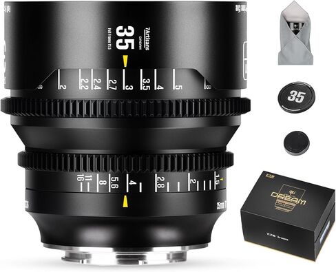 7artisans 35mm T1.5 Dream Series Manual Focus Full-Frame Large Aperture Prime Cine Lens Compatible for Sigma FP, Panasonic S1 S1H S5, Leica SL SL2, Black in Kuwait