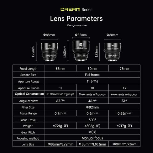 7artisans 35mm T1.5 Dream Series Manual Focus Full-Frame Large Aperture Prime Cine Lens Compatible for Nikon Z5 Z6 Z7 Z9 Z50 Z6II Z7II ZFC, Black in Saudi Arabia