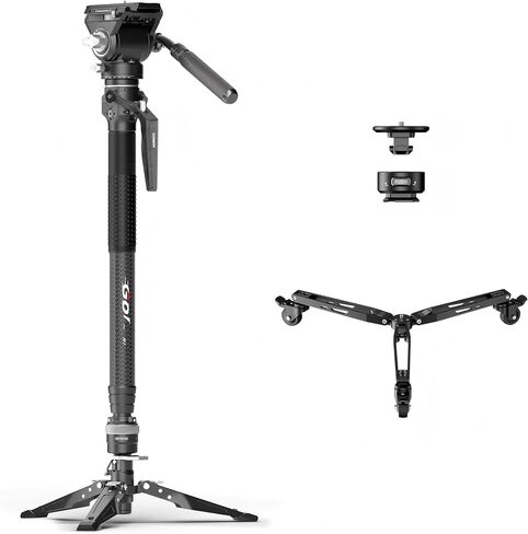 M1ProV5 Carbon Fiber Monopod with DF3 Dolly, PH70 Quick Release Mount in Kuwait