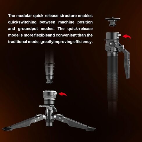 M1ProV5 Carbon Fiber Monopod with DF3 Dolly, PH70 Quick Release Mount in Kuwait