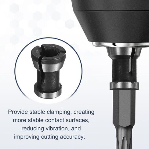 HARFINGTON 6pcs Collet Adapter Carbon Steel Trimmer Router Collet Reduction Sleeve Tool Bit Shank Router Conversion Chuck Adapter for Woodworking CNC Engraving, Black in Kuwait