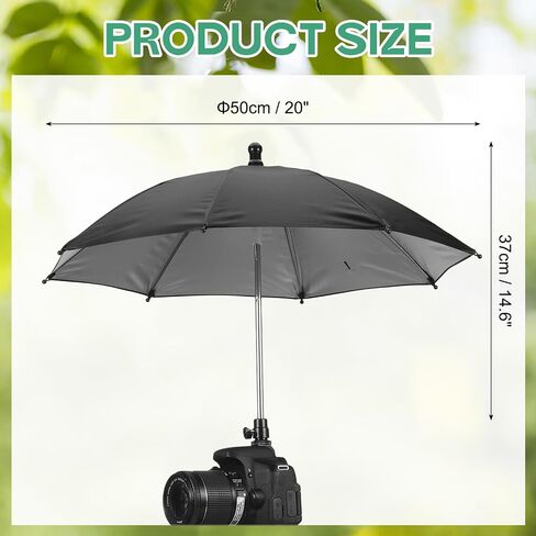 PATIKIL Camera Umbrella, 2 Pack 20 Inch Sunshade Camera Hot Shoe Umbrella Protector Waterproof Rain Cover Protector for Nikon, Black in Kuwait