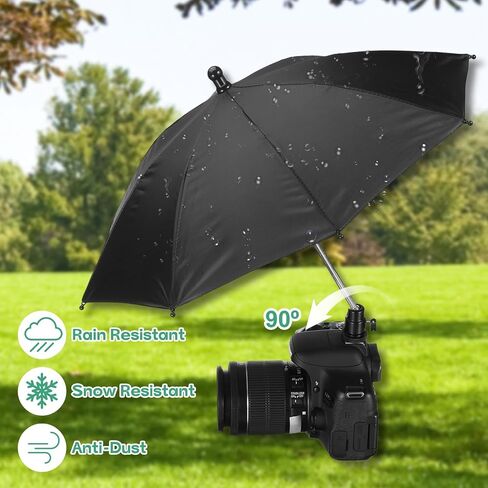 PATIKIL Camera Umbrella, 2 Pack 20 Inch Sunshade Camera Hot Shoe Umbrella Protector Waterproof Rain Cover Protector for Nikon, Black in Kuwait