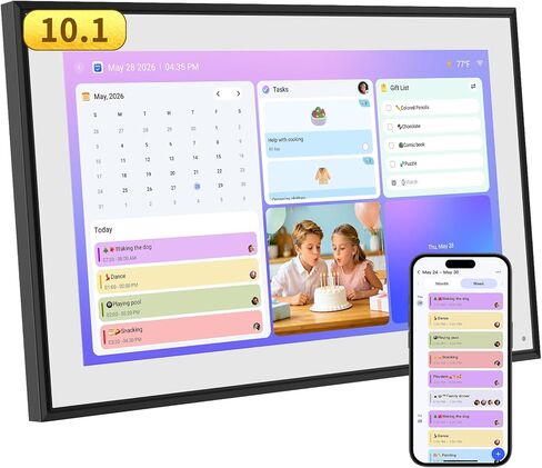 15.6" Digital Calendar - Touchscreen Smart Family Planner & Chore Organizer | Sync Google/iCloud, No Subscription, Chore Chart Reward System, Meal Planner, Digital Photo Frame, Gift for Mom, White in Kuwait