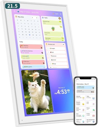 15.6" Digital Calendar - Touchscreen Smart Family Planner & Chore Organizer | Sync Google/iCloud, No Subscription, Chore Chart Reward System, Meal Planner, Digital Photo Frame, Gift for Mom, White in Kuwait