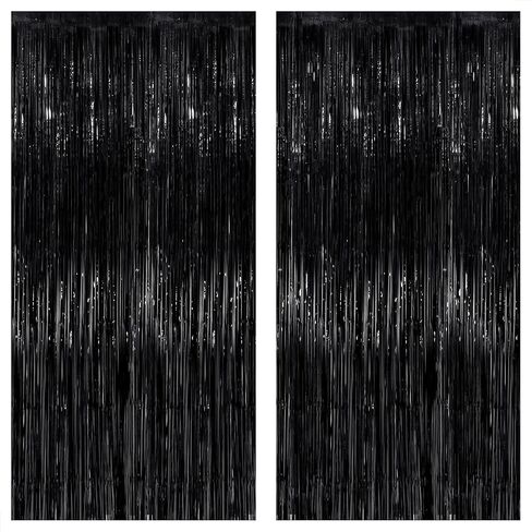 KatchOn Red and Black Fringe Curtain - 6.4x8 Ft Pack of 2, Halloween Decor | Red and Black Streamers for Casino Theme Party Decorations | Foil Fringe for Anniversary, Bachelorette, Birthday Decorations in Kuwait