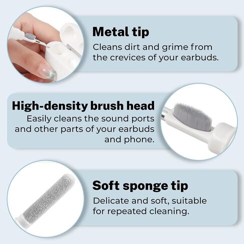 Earphone Cleaning Kit Phone Cleaner- Wireless Bluetooth Earphone Maintenance Brush, Charging Port Cleaner Earbud Cleaning Kit (Blue) in Kuwait