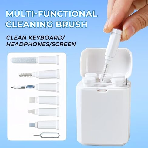 7-in-1 Cleaning Kit: Multifunctional Cleaning Tool Set (for AirPods, Keyboards, Mobile Phones, & Cameras) — Includes Multi-Purpose Deep-Cleaning Brushes and Portable Storage Case in Kuwait