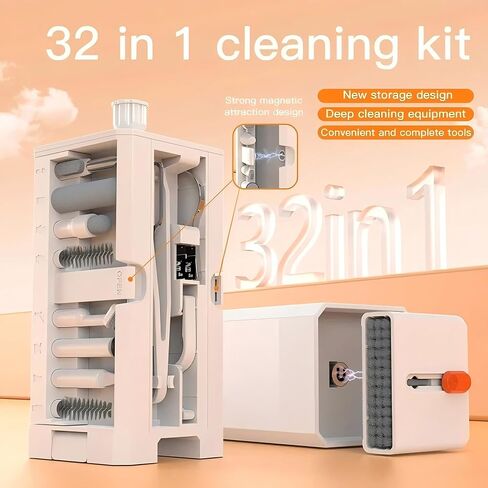 Professional Electronics Cleaning Kit, Multi-Function Computer Keyboard Cleaner Set with Retractable Brush & Earbud Cleaning Pen, Portable Screen Cleaner (Q32) in Kuwait