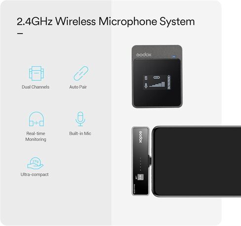 GODOX MoveLink LT1 Wireless Lavalier Microphone for iPhone, iPad, Suitable for Video Interview Podcast Vlog YouTube in Kuwait