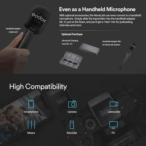 GODOX MoveLink LT1 Wireless Lavalier Microphone for iPhone, iPad, Suitable for Video Interview Podcast Vlog YouTube in Kuwait