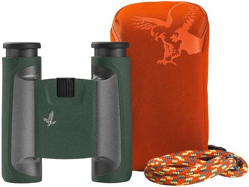 Swarovski Optik Cl Pocket 10x25 Binoculars, Mountain Bag (Green) | 10x25 Compact Cl Pocket, 98m/1000m FOV, Twist-in Eyecups, Waterproof to 4m, Includes Mountain Field Bag and Strap, 350g in Kuwait