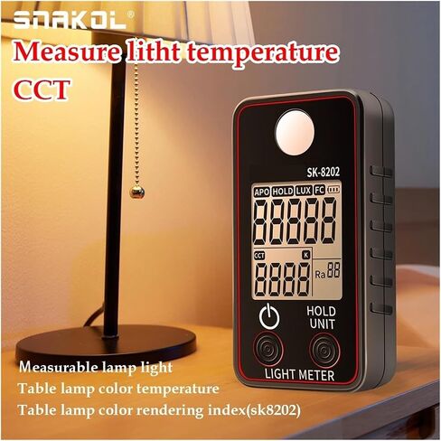 0.5-300000Lux Digital Illuminance Lux Meter Display High Precision | Wide-range sensor measures illuminance in Lux or FC with clear display, data hold and portable operation(SK-8202(Ra)) in Kuwait