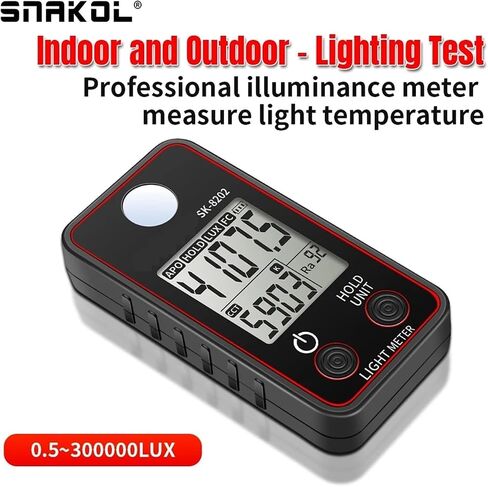 0.5-300000Lux Digital Illuminance Lux Meter Display High Precision | Wide-range sensor measures illuminance in Lux or FC with clear display, data hold and portable operation(SK-8202(Ra)) in Kuwait