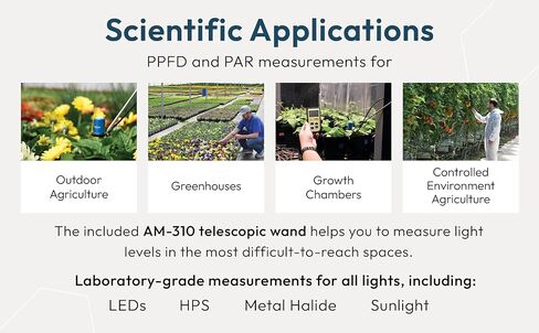 MQ-500 Full-Spectrum Quantum PAR Meter & AM-330 Wand Bundle - Digital PPFD Meter for LED Greenhouse Grow Lights, Sunlight, & Plant Monitoring in Kuwait