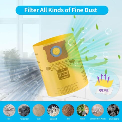 10 Packs High Efficiency Dust Collection Bag Type H 9067133 Disposable Vacuum Bags for 5-8 Gallon Vacuum, Part #90671 in Kuwait