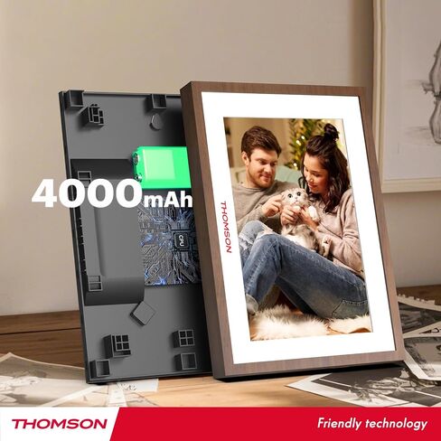 THOMSON 10.1 Inch Digital Picture Frame with 4000mAh Battery, 1280x800 HD IPS Touch Screen Digital Photo Frame with 32 GB, Auto-Rotate, Slideshow, Share Photos/Videos from Phone by App in Kuwait