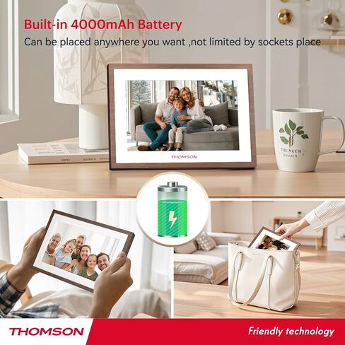 THOMSON 10.1 Inch Digital Picture Frame with 4000mAh Battery, 1280x800 HD IPS Touch Screen Digital Photo Frame with 32 GB, Auto-Rotate, Slideshow, Share Photos/Videos from Phone by App in Kuwait