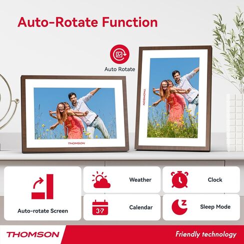 THOMSON 10.1 Inch Digital Picture Frame with 4000mAh Battery, 1280x800 HD IPS Touch Screen Digital Photo Frame with 32 GB, Auto-Rotate, Slideshow, Share Photos/Videos from Phone by App in Kuwait