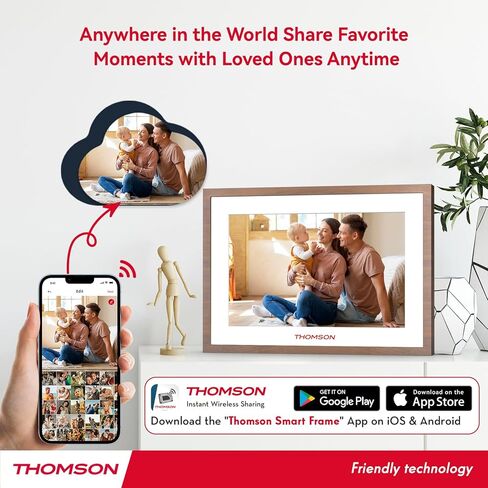 THOMSON 10.1 Inch Digital Picture Frame with 4000mAh Battery, 1280x800 HD IPS Touch Screen Digital Photo Frame with 32 GB, Auto-Rotate, Slideshow, Share Photos/Videos from Phone by App in Kuwait