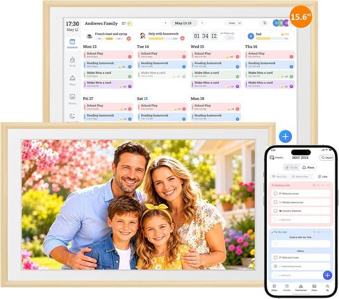 15.6" Smart Family Calendar & Chore Chart with Touchscreen – Wall Mounted Digital Planner for Home, to-Do Lists, Meal Planning & Kids Task Organizer, WiFi Digital Photo Frame for Moms in Kuwait
