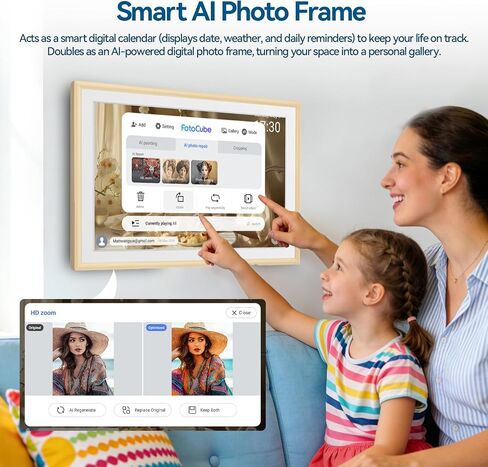 15.6" Smart Family Calendar & Chore Chart with Touchscreen – Wall Mounted Digital Planner for Home, to-Do Lists, Meal Planning & Kids Task Organizer, WiFi Digital Photo Frame for Moms in Kuwait