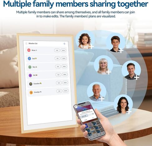 15.6" Smart Family Calendar & Chore Chart with Touchscreen – Wall Mounted Digital Planner for Home, to-Do Lists, Meal Planning & Kids Task Organizer, WiFi Digital Photo Frame for Moms in Kuwait