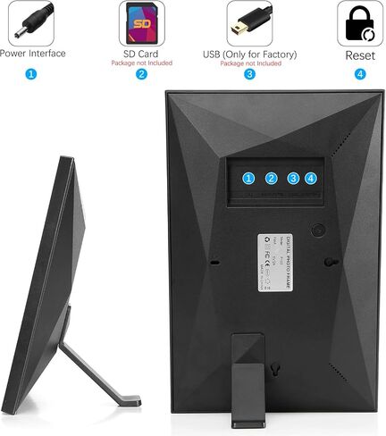 kimire Digital Picture Frame WiFi Digital Photo Frame Full HD 1366x768 IPS Touch Screen, 16GB Storage, Auto-Rotate, Support Micro Slot, Sleep Mode, Share Photos and Videos via APP(10 inch, Black) in Kuwait