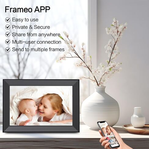 Frameo Digital Picture Frame, Smart WiFi Digital Photo Frame with 10.1 Inch HD IPS Touch Screen, Auto-Rotate, Send Pictures from Anywhere via Frameo App, Great Gift for Mom and Women in Kuwait